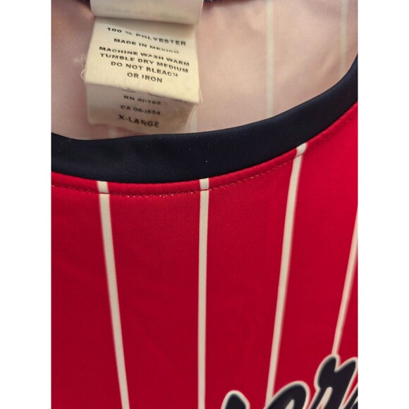 Vintage Texas Rangers Alleson Pinstripe Red Stitched Jersey XL 30 TBA - Picture 3 of 7